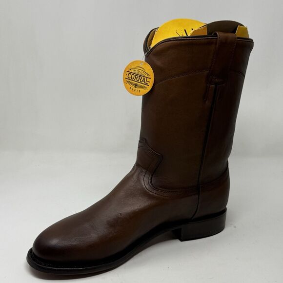 Corral A4068 Cowboy Roper Boots Mens 10 EE Brown Cow Leather Mid Calf Western - Picture 8 of 15